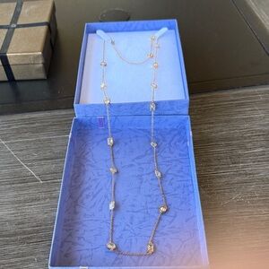 Dazzling Gold Necklace with Crystal Details